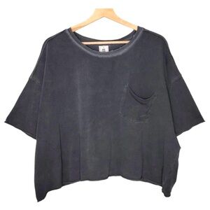 We The Free Boho Fade Into You Dark Gray Boxy Oversized Short Sleeve Tee